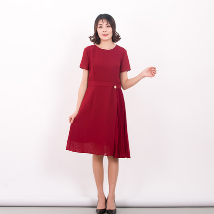 HONRN/红人专柜正品夏季女装短袖圆领X型连衣裙商场同款HD22OL672