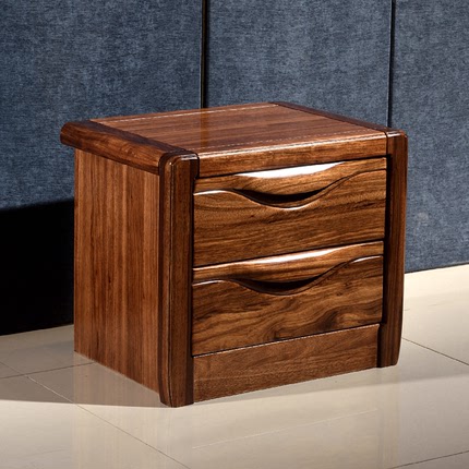 乌金木纯实木床头柜床边柜配套家具现代新中式简约储物柜阻尼自吸