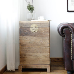 老榆木门板官箱沙发边几北欧床头柜茶几简约做旧角几现代中式边桌