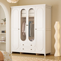 美式实木衣柜对开门组装北欧现代简约白色法式大衣橱卧室轻奢家具