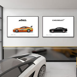 汽车主题挂画4s展厅超跑911海报装饰画客厅卧室赛车GTR车房壁画