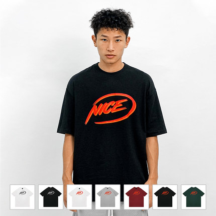 NICEID NICE运动短袖宽松篮球短袖hiphop超正版型圆领潮流T恤