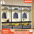 新中式衣柜实木家用卧室超大容量全屋定制开放式组合木质无门衣橱
