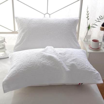 纯白色枕巾一对装纯棉素色全棉宾馆酒店宿舍洗浴深蓝色枕头巾盖巾