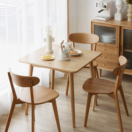 北欧实木方桌橡木樱桃木正方形简约家用日式原木小户型餐桌椅组合