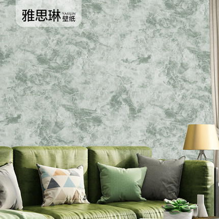 北欧素色淡蓝色浅绿色仿大理石纹墙纸客厅卧室背景墙壁纸2024新款