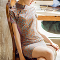 日常旗袍时尚改良版连衣裙年轻款短款少女中国风复古中式棉麻星儿