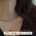 AMO天然灰珍珠项链女轻奢小众设计高级2024年新款叠带颈链锁骨链