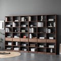 简约日式实木黑胡桃橡木书柜置物架组合多层书架木储物格子柜定制