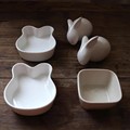 韩式陶瓷白色兔子碟子烤碗兔子调味罐兔子黄油盒中秋小兔子