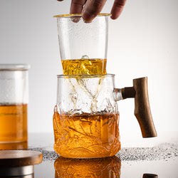 玻璃杯女泡花茶杯家用带盖过滤网茶水分离茶道男士办公室喝水杯子