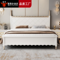 美式轻奢实木床1.5米家用白色主卧1.8m单双人储物现代简约大婚床