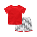 红色婴儿夏装两件套男孩薄款宝宝短袖t恤套装男女童分体童装纯棉