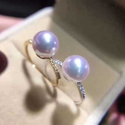 DIY珍珠配件 S925纯银简约时尚款开口戒指活口可调节指环手饰空托