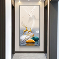 入户玄关装饰画现代简约轻奢大气中式走廊过道竖版晶瓷画挂画壁画