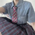 【小宇宙】三口田高等学园 原创长袖/短袖水灰色刺绣JK衬衫