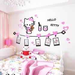 卡通kitty猫相框照片墙贴儿童房卧室客厅沙发背景装饰亚克力墙贴