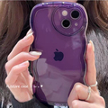 ins 简约个性紫色波浪边适用 iPhone12/13/11Pro 手机壳7/8plus防摔x/xs/xr/xsmax镜头全包12/13Promax保护壳