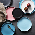 陶瓷盘子菜盘家用大号小个性黑色日式网红北欧餐具牛排西餐盘平盘