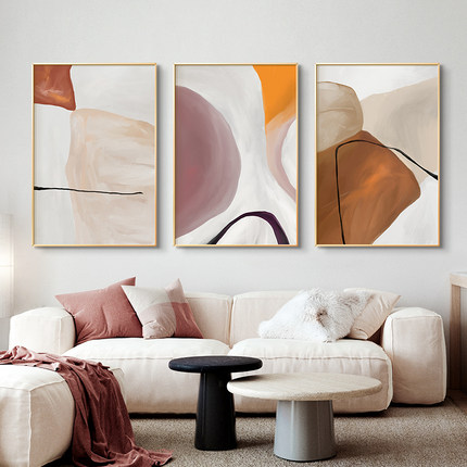 抽象客厅装饰画北欧沙发背景墙轻奢壁画现代简约创意艺术三联挂画