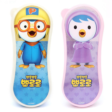 韩国儿童餐具盒PORORO小企鹅勺筷盒幼儿便携勺叉盒筷子盒宝宝餐具