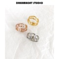 DREAMBOAT钛钢镀18K金欧美时髦镂空罗马数字戒指环大气简约chic女