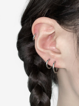 二十二丁目基础款耳圈百搭钛钢不掉色简约男女同款圆圈耳环耳骨圈