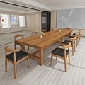 。实木会议桌简约现代工业风办公室长桌原木长条培训桌洽谈桌椅组