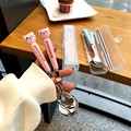 可爱卡通304不锈钢餐盒旅行便携叉子勺子筷子套装学生宿舍餐具套