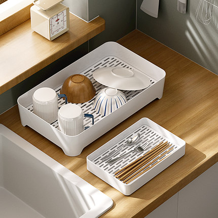 厨房碗碟沥水架盘子筷子储物盘台面晾放餐具置物架果蔬沥水收纳盒