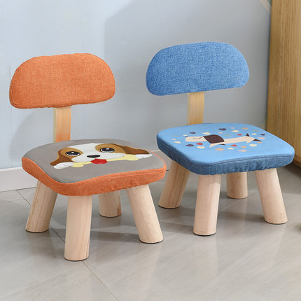 可爱小凳子靠背小椅子实木卡通木凳小板凳家用布艺矮凳布艺凳子
