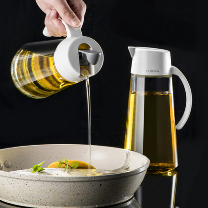 日本Asvel玻璃油壶装油瓶厨房不挂油重力油壸家用自动开合油罐壶