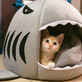 猫窝四季通用鲨鱼狗窝封闭式猫咪的床宠物垫用品冬天保暖冬季睡袋