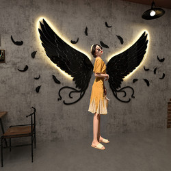 网红工业风酒吧墙面装饰品场景布置翅膀打卡背景墙贴纸烧烤店创意