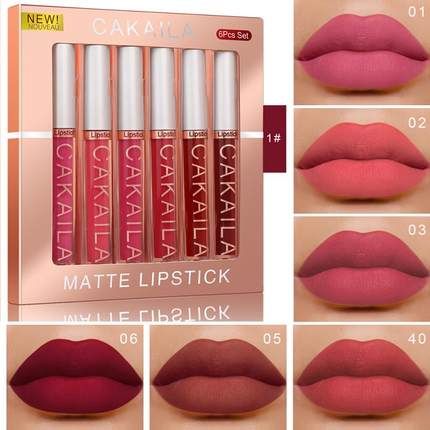6PCS Set Of Boxes Velvet Matte Lipstick Lasting Non-stick Li