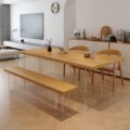 亚克力实木悬浮餐桌家用长方形原木大板桌北欧吃饭桌子工作台1005