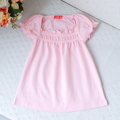 外贸~4岁女童宝宝纯棉泡泡袖娃娃衣小童夏季粉色可爱短袖上衣纯色