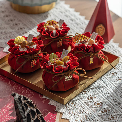 蛋糕模型仿真草莓新年福袋中式点心祝寿红色拍照道具装饰摆件布置