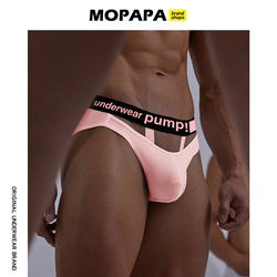 MOPAPA原创莫代尔U型显凸吊环半包囊袋镂空个性三角裤潮流男内裤
