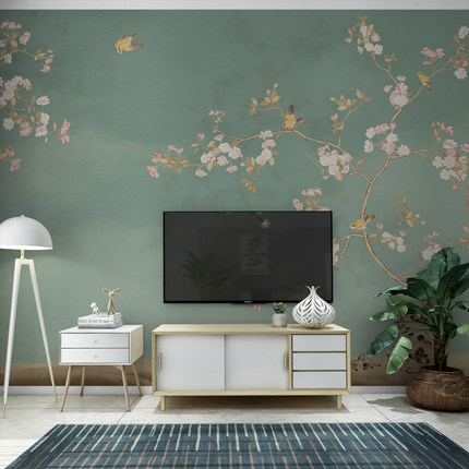 现代中式电视背景墙壁纸客厅2021新款定制壁画中国风墙纸沙发墙布