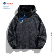 NASA迷彩冲锋衣男款春秋加绒加厚防水外套青年休闲户外运动夹克衫