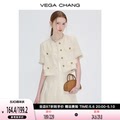 VEGA CHANG小香风时尚套装女2024年夏季新款短外套+百褶裙两件套