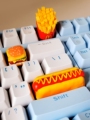 麦当劳汉堡薯条个性键帽3D打印树脂材质纯手工上色美食回车键黄色