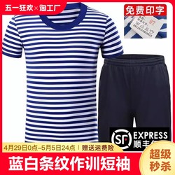 海魂衫男夏季体能训练服蓝白海纹衫军迷t恤男EXP-Z07 S作训短袖