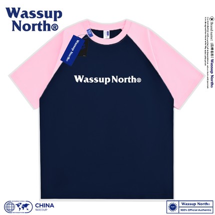 WASSUP NORTH夏季重磅纯棉短袖t恤男女新款慵懒风百搭插肩五分袖