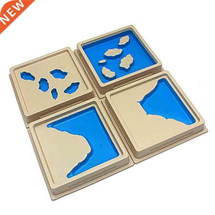 4Pcs Montessori Materials Geography Toy Land & Water Tra