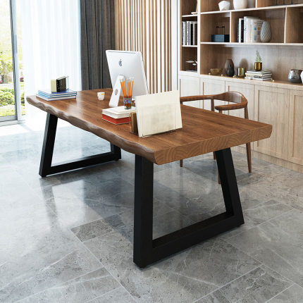 简约现代实木办公室会议桌工业风办公洽谈桌大型长条桌电脑办公桌