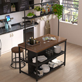 厨房中岛台可移动料理台单独家用一体开放式吧台桌定制实木餐边柜