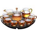 透明玻璃茶具套装家用功夫茶杯客厅一套简约办公室会客茶壶小茶盘