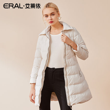 ERAL/艾莱依2018冬季新款收腰显瘦中长款羽绒服女外套617104123